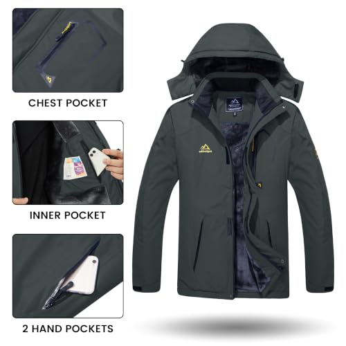 Image of TACVASEN Men's Winter Skiing Jackets Water Resistant Fleece Coats Insulated Thermal Snowboard Jacket Parka Raincoat with Hood