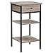 VASAGLE Table de Chevet, Bout de Canapé, Table d’Appoint, Table de Nuit, Haute, avec Tiroir et 2 Étagères de Rangement, Peu Encombrante, Style Industriel, Grège et Noir LET502B02
