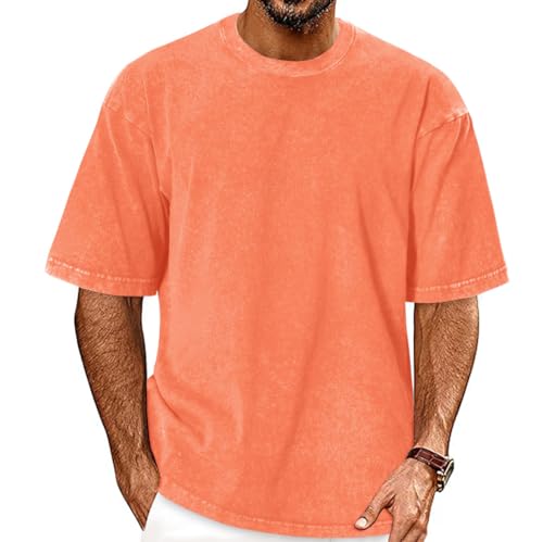Image of Oversized Tshirts for Men Short Sleeve Vintage Washed Basic Loose Tees 2026