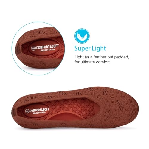 Image of Frank Mully Women's Ballet Flat Shoes Knit Dress Shoes Round Toe Slip On Ballerina Flats for Woman Low Wedge Comfort Soft