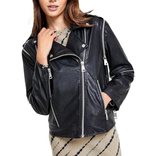 DKNY Jeans Womens Faux Leather Short Motorcycle Jacket Black XL