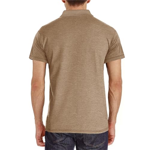 Image of Men's Short Sleeve Polo Shirts Buttons Collared T Shirts with Pocket | Moisture-Wicking,Soft Stretch Fabric, Lightweight,Structured Collar,Business Casual, Golf, Office,All-Day Comfort