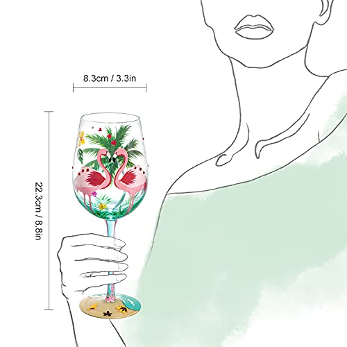 NymphFable Bicchiere da vino dipinto a mano con fiori di rosa