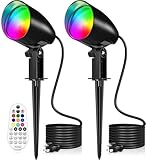 20W RGBW Outdoor LED Landscape Lighting Color Changing Spotlight with Remote Control 1880LM IP66 Waterproof Spot Lights for Christmas Halloween Decorative Yard Garden Pathway 120V US Plug 2 Pack