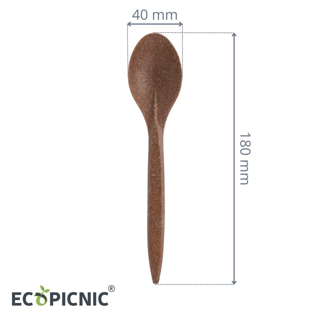 Cucchiai Monouso in WPC, Color Legno Scuro - Confezione da 2000 Pezzi | Posate Biodegradabili per Finger Food, Dessert, Compleanni ed Eventi