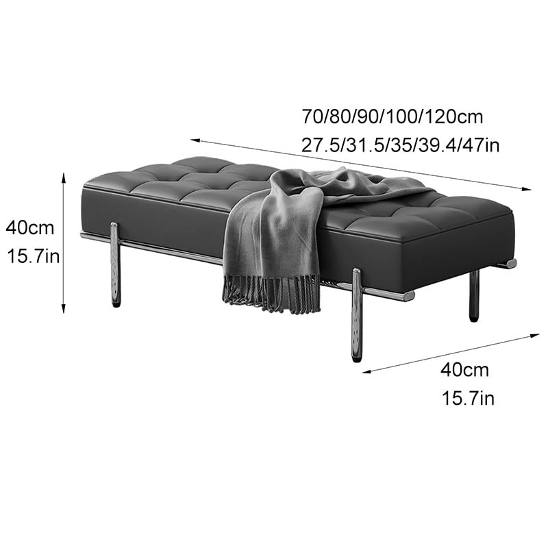 Banco tapizado para zapatos de entrada con base de acero inoxidable resistente para organización de sala de estar y pasillo