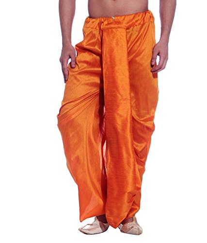 Men's Orange Luxury Silk Blend Dhoti-image-41