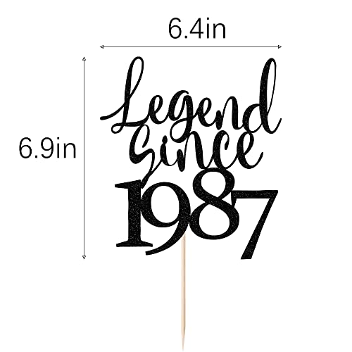 Yuinyo Legend Since 1987 Glitter Happy Birthday Cake Topper, Cheers To 35Th Birthday Cake Bunting Decor,36Th Birthday Party Decoration Supplies (Black) (Black) (Black) #TOP4