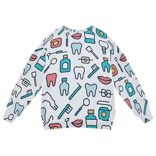 JUNZAN Dentistry Icons Dental Elements Gray Big Girls Pullover Hoodie Long Sleeve Kids Hoodies Boys Camping 4T2