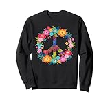 pullover aus den 70ern Retro und bunt - Finden Sie sich in den 60er und 70er Jahren mit diesem Friedenssymbol Hippie-design zurück.