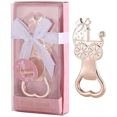 30 Pcs Baby Shower Party Favors Return Gifts For Guests Baby Bottle Bottle Openers Decorations Boy Girl By PARTYGOGO (Baby Carriage Pink, 30) Cover