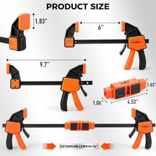 Image of 3-Pack Wood Clamps for Woodworking, 2-Piece 6 inch Bar Clamps with Clamp Connector, Quick-Release Wood Clamps with 150 LBS Load Limit, Wood Clamp Set for Woodworking, Gluing & DIY Projects
