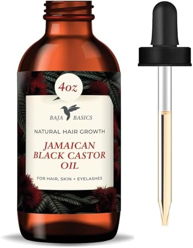 Pure and Organic Jamaican Black Castor Oil for Hair Growth – Rich in Omega Fatty Acids – Enhance Shine, Strength, and Thickness – Scalp Oil, Hair Care and Eyelash/Eyebrow Growth – 4 oz