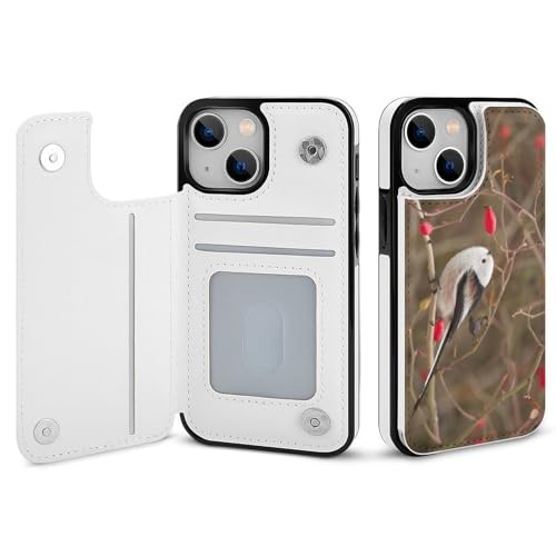 iPhone14Plus用ケース カバー 手帳型 シマエナガ かわいい 鳥 アイフォン14Plus用 カード収納 横置きスタンド機能 全面保護 Case