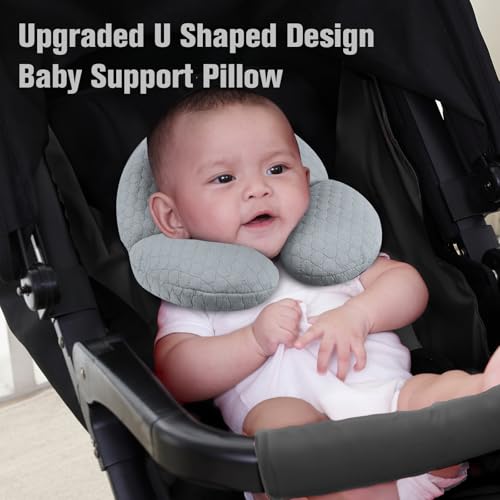 Image of KAKIBLIN Baby Travel Pillow, Upgraded Baby Neck Pillows for Car Seat, Infant Neck Support Pillow for Head and Neck,Newborn Head Support for Car Seat,Stroller, Pushchair