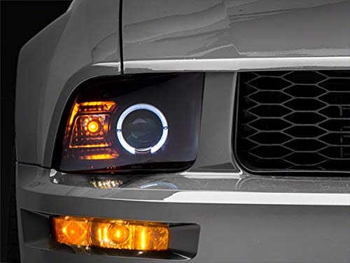 Raxiom 2010 Style LED Halo Headlights; Black Housing; Clear Lens Compatible with 05-09 Mustang w/Factory Halogen Headlights, Excluding GT500