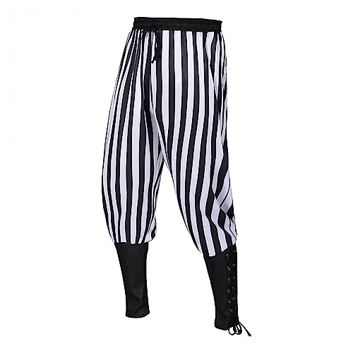 Beokeuioe Pantalones medievales para hombre, disfraz de pirata,