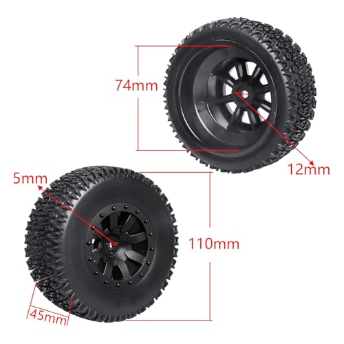 Image of RC Wheel Set 4pcs Tires and Wheels Rims Pre-Glued SCT Tires for 1:10 RC Short Course Truck Slash 4x4 2WD VKAR 10SC HPI Losi SCT Redcat Blackout SC (Style B)