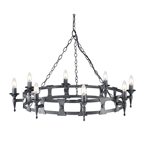 Image of 8 Bulb Chandelier Hanging Pendant Light - Black/Silver - LED E14 60W Bulb