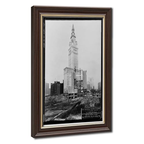 Affiche Terminal Tower Cleveland 1927 toile vintage pour salon et bureau industriel