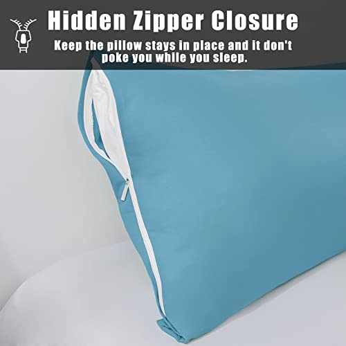 Image of Body Cooling Pillow Cases Cover, Bamboo Rayon Body Pillowcases with Zipper Closure, Cool and Breathable Pillow Case for Hot Sleepers and Night Sweats, 20x54 inches, Blue