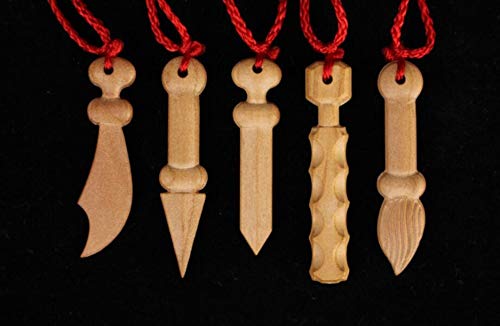 WellieSTR 11 Stlye Feng Shui Protection Amulet - Mini Peach Wood Sword,Knife, Axe, and Pen Pendant (Basic) 护身符 桃木剑 辟邪 转运 学习 (Baby Children's Portable Necklace Pendant)3