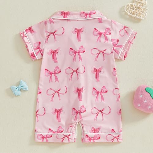Newborn Summer Pajamas Baby Boy Girl Button Down Romper Cute Infant Sleepwear One-Piece Pjs2
