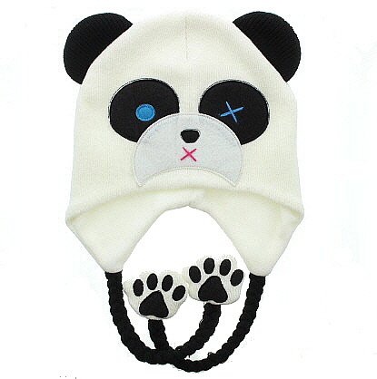 Milani Unisex Super Cute Animal Face Knit Winter Earflap Tassel Cap Hat - Panda