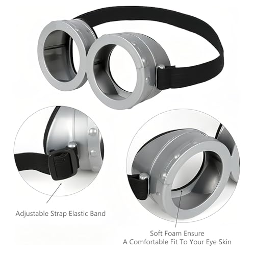 Erwachsene Kostüm Zubehör für Halloween Cosplay, 3 Stück Halloween Kostüme mit Steampunk Brille Gelbe Mütze Schwarze Handschuhe, Erwachsene Kostüm Accessories für Halloween Karneval Cosplay Party