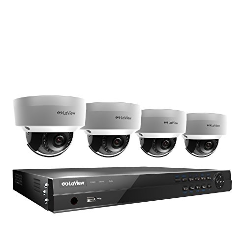 LaView 4-Megapixel (2688 x 1520) 8 Channel PoE 4K NVR Security Camera System - 4 4MP Dome IP Surveillance Cameras, 100ft Night Vision, Pre-Installed 4TB Hard Drive