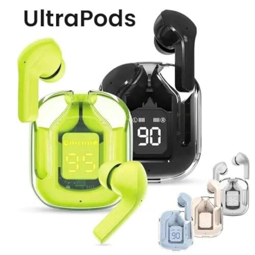 Image of bmani True Wireless Stereo Wireless Earbuds, Ultrapods max TWS Bluetooth Earphones with Charging Case and LED Digital Display, Microphone, Works with iOS Android and Bluetooth Devices (ULTRAPODS-G)