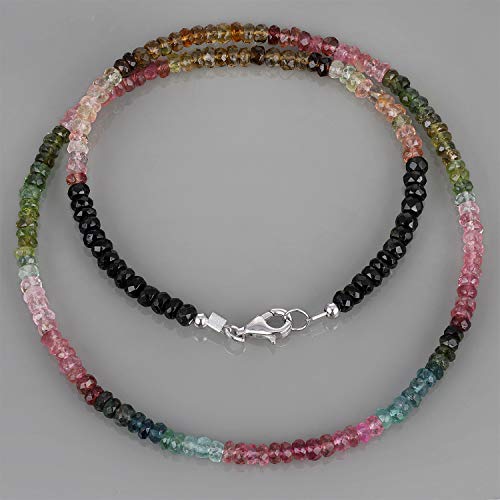 NirvanaIN Multi Tourmaline Faceted Rondelle Necklace Multi Color Necklace All Purpose Piece Semi Precious Gemstone Engagement Gift4