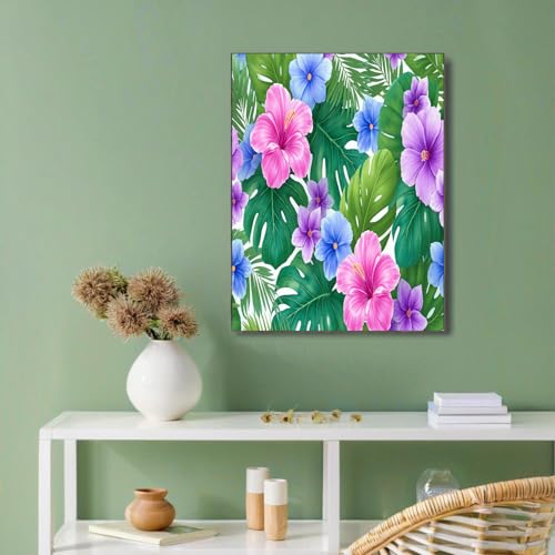 Póster de lienzo con flores tropicales para decorar tu salón con frescura y estilo moderno