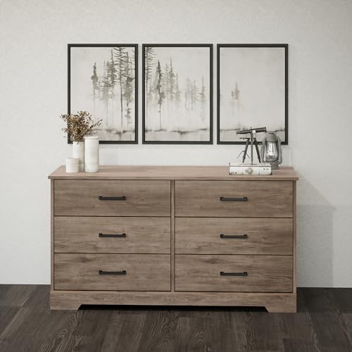 Prepac-Rustic-Ridge-Farmhouse-6-Drawer-Double-Dresser-Brown-Dresser-for-Bedroom-Chest-of-Drawers-with-6-Storage-Drawers-5325-wide-x-1825-deep-x-285-tall-Brown Prepac Rustic Ridge Farmhouse 6 Drawer Double Dresser Brown Dresser for Bedroom Chest of Drawers with 6 Storage Drawers 5325 wide x 1825 deep x 285 tall Brown