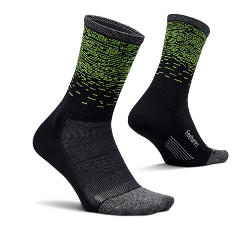 Image of Feetures Elite Ultra Light Cushion Mini Crew Sock - Sport Sock with Targeted Compression - Light Wave, S (1 Pair)