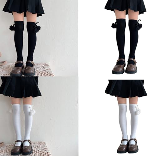 Stylish Children's Thigh High Socks Solid Color Girls Knee Socks Baby Long Stockings with Lovely Bowknot Detail2