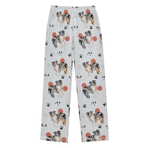 ZZKKO Australian Shepherd Dog Pattern Boys Pants for Kids Jogger Pants with Pockets S-XL