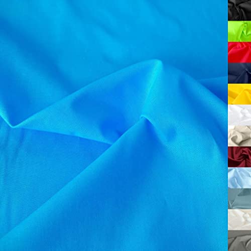 TOLKO 50cm Baumwollstoff Meterware uni | Popeline Stoff aus ÖkoTex Baumwolle in leuchtenden Farben | Kleiderstoff Dekostoff Vorhangstoff Bezugsstoff Patchwork Kinder Stoffe zum Nähen (Türkis)
