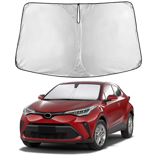 Image of EcoNour Windshield Sun Shade Compatible for Toyota CHR 2018- 2024 Front Window Sunshade Foldable Sun Visor UV & Heat Blocking Protection