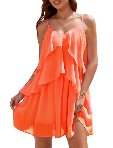 Image of DRESSTELLS Women's Cocktail Ruffle Tiered Dresses, Formal Wedding Guest Graduation Party Mini Dress