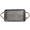 Rectangle Galvanized Decorative Metal Serving Tray with Rust Finish and Rope Handles