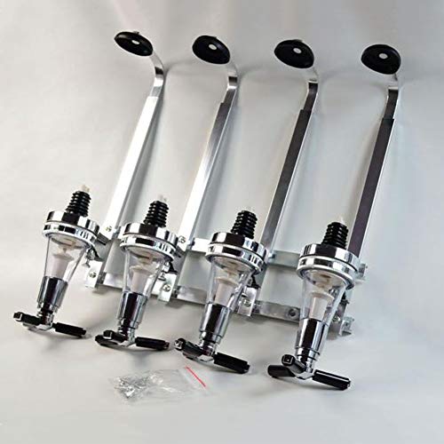 4 Bottle Liquor Dispenser, Wall Mounted Spirit Drinks Stand Optic, Spring-Loaded Wine Dispenser Stand Drinking Pourer Bottle Holder
