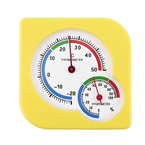 Kinshops WS-A7 Mechanical Hygrometer Indoor Outdoor Mini Wet Hygrometer Humidity Thermometer Temperature Measuring Tool，yellow