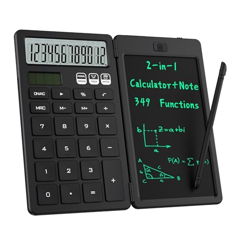 ROATEE - Calculadora de escritorio con bloc de notas LCD borrable, calculadoras básicas de escritorio para escuela secundaria, lindo bolsillo, calculadora simple, accesorios de escritorio de oficina