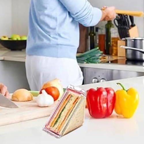 Trójkątny pojemnik na kanapki, akrylowe pudełko na lunch wielokrotnego użytku, bez BPA, przenośne pudełko do przechowywania, zmywalne, z pokrywkami, zestaw 3 szt