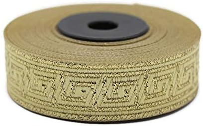 Fantastic Kurdele 11 Yard Golden Jacquard Ribbons 0.86 inches Greek Key Trim Sewing Trim Dog Collars 22062
