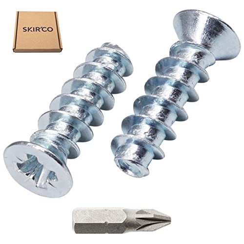 SKIR'CO (100 pcs) Zinc Plated Euro Screws 5.0 x 16 mm, Drawer Runner Screws, Flat Countersunk Head, Hinge Screws - Image 2