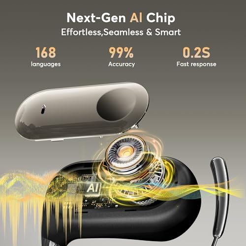 Image of 168 Languages AI Live Translation Earbuds, 4-in-1 Smart Mode Bluetooth 5.4 Touch Screen Earphones Real-Time Headphones Translator, Fit iOS and Android Ideal for Business and Learning,Navy Blue