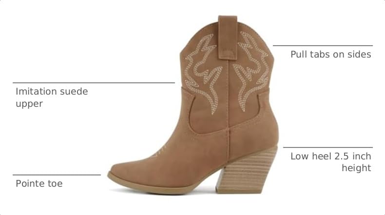 Image of Soda inchBLAZING inch ~ Women Western Bootie Pointe Toe with Low Heel (Wide Fit Available)
