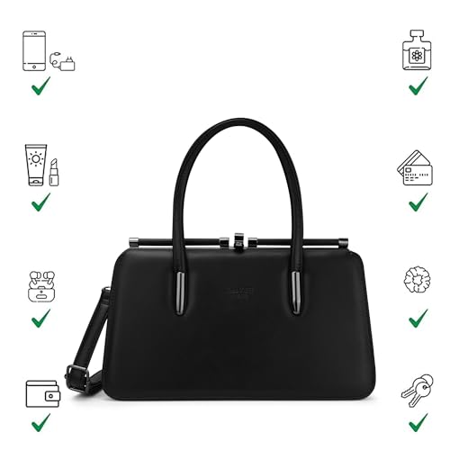Image of Lavie Luxe Women's Book Dual Handle Frame Satchel Handbag | Satchel Bag for Work | Ladies Purse | Stylish Shoulder Bag | Gift For Women